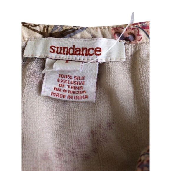 Sundance Top Womens Large Blouse 100% Silk Floral Beaded Boho Paisley Sheer - Picture 5 of 10